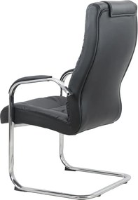 Scaun vizitator negru OFF 8115 din piele ecologică și cadru cromat tip sanie