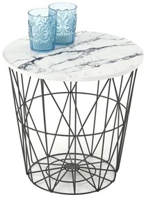 Măsuță de cafea HARISSA 41x42 cm negru/alb decor marmorat