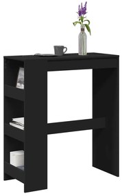 854374 vidaXL Masă de bar cu rafturi, negru, 90x40x103,5 cm, lemn prelucrat