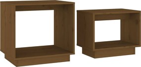 vidaXL Măsuțe de cafea suprapuse, 2 buc., maro miere, lemn masiv pin