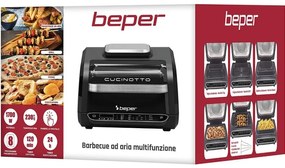 Resigilat: Fripteuza cu aer cald si grill  8in1 Beper P101FRI080, 1700W, 8 programe, 3.8 L, 230°C, Negru