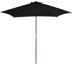 Umbrela de soare de exterior cu stalp din lemn, negru, 270 cm Negru