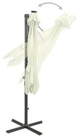 Umbrela suspendata cu stalp si LED-uri, nisipiu, 250 cm Nisip, 250 cm