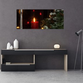 Tablou - Lumânare strălucitoare de Crăciun (120x50 cm)