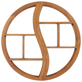 320772 vidaXL Raft de perete Yin Yang, 100 x 20 x 100 cm, lemn masiv de tec