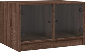 vidaXL Măsuță de cafea cu uși din sticlă, stejar maro, 68x50x42 cm