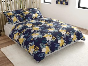 Lenjerie de pat din microfibra FLOWERISH albastru inchis Dimensiune lenjerie de pat: 70 x 90 cm | 140 x 220 cm