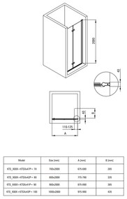 Usa sticla dus rabatabila 90 cm crom Deante Kerria plus 900x2000 mm