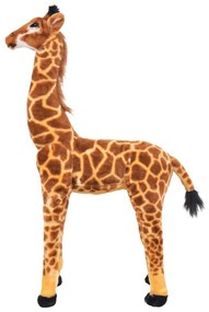 Jucarie de plus girafa in picioare, maro si galben, XXL