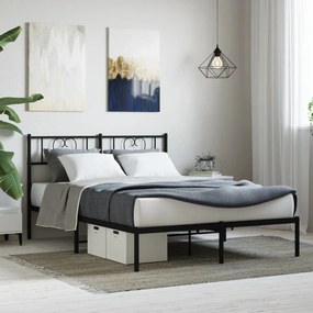 355461 vidaXL Cadru de pat metalic cu tăblie, negru, 120x200 cm