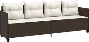 vidaXL Șezlong cu perne, maro, poliratan