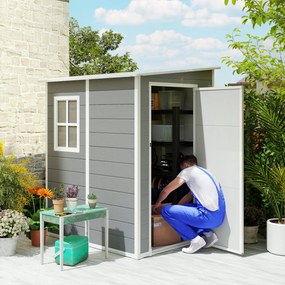 Outsunny Magazie din metal pentru gradina, Gri