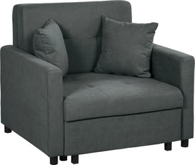 HOMCOM Fotoliu Tip Pat de O Persoană cu 2 Perne și Spațiu de Depozitare, Gri | Aosom Romania