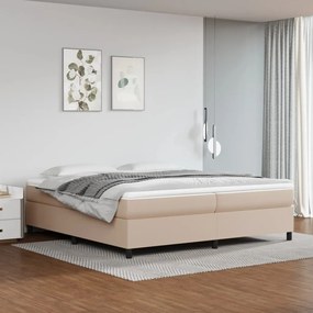 vidaXL Pat continental cu saltea, cappuccino, 200x200 cm, piele eco