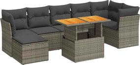 vidaXL Set canapele de grădină cu perne, 8 piese, gri, poliratan