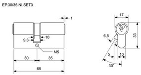 Set cilindri de construcțe Richter EP.30/35.NI.SET3 30+35 mm, 9 chei
