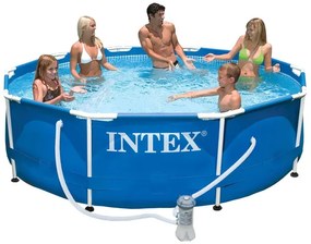 Set de piscină cu cadru metalic, 305x76 cm, cu rotiță de apă - INTEX 28202