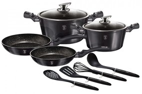 Set oale si tigai marmorate (10 piese) din aluminiu forjat Metallic Line Carbon Pro Edition Berlinger Haus BH 6917