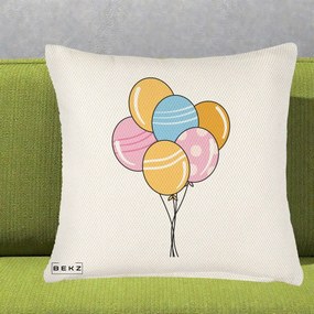 Perna Decorativa Baloane Petrecere, 40x40 cm, Crem Reliefat, Husa Detasabila, Perna Inclusa, BEKZ®