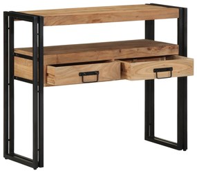 masa de console vidaXL neagră 90x33x75 cm din lemn masiv de acacia și metal