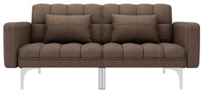 247219 vidaXL Canapea extensibilă, maro, material textil