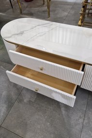 Comoda TV Morena alb/auriu L220 cm