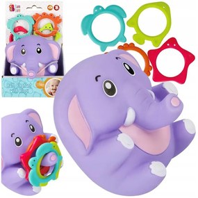 Elefant jucărie de baie pentru bebeluși cu inele
