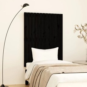 824957 vidaXL Tăblie de pat pentru perete, negru 82,5x3x110 cm lemn masiv pin