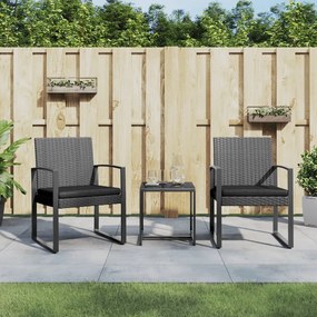 vidaXL Set mobilier de grădină cu perne, 3 piese, gri închis, PP ratan