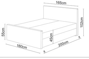 Pat matrimonial Boxspring 140 cm Milagros 4 (gri) ( cu saltea și sp. depozitare). 1047261