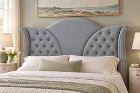 Pat tapițat Chesterfield din catifea Velora 160×200 cm, gri deschis, cu ladă de depozitare