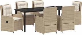 vidaXL Set de masă pentru grădină 7 pcs Beige și gri deschis poliratan