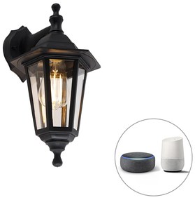 Lampă de perete exterioară inteligentă neagră IP44 cu Wi-Fi ST64 - New Haven