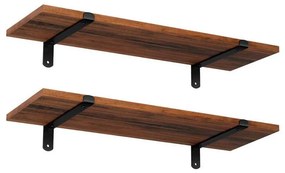 Set de 2 rafturi de perete SHELFY, maro/negru