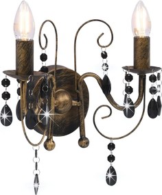 vidaXL Lampă de perete cu mărgele, negru antichizat, 2 becuri x E14