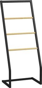 HOMCOM Raft Baie cu 4 Niveluri din Bambus, Suport Prosoape de Dodea Autoportant, 40,5x28x98 cm, Negru | Aosom Romania