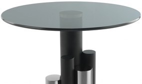 Măsuță de cafea rotunda din sticla Ontario 46x46x52 cm gri/negru