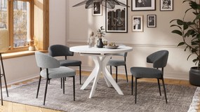 Mazzoni RENZO Alb - MASĂ ROTUNDĂ Ø110 EXTENSIBILĂ PÂNĂ LA 180 cm | PENTRU BUCĂTĂRIE SUFRAGERIE LIVING RETRO