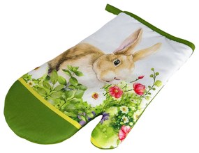 Set de 2 manusi de bucatarie cu magnet EASTER BUNNY, alb-verde