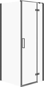 Cabina de dus patrata Cersanit Jota cu usa batanta dreapta 80x80 negru