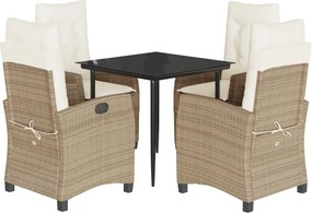 vidaXL Set mobilier de grădină cu perne, 5 piese, bej, poliratan