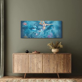 Tablou - Sirenă cu delfini (120x50 cm)