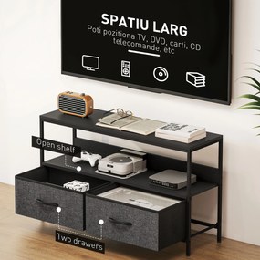 HOMCOM Mobilier pentru Televizor de 47" cu Sertare Pliabile din Material Textil și Raft, 98x29x56 cm, Lemn Natural | Aosom Romania