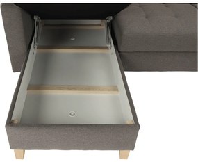 Colţar, material textil gri maroniu TAUPE, model stânga, BRIDGET