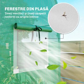 Outsunny Sera de Balcon cu Ușă și Ferestre Rulante, Sera pentru Grădină cu Structură din Oțel și Acoperiș PE, pentru Plante, Legume, Flori, Fructe, Anti UV, 170x68x200 cm, Verde | Aosom Romania