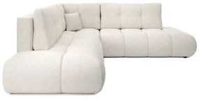 Colțar extensibil tapitat ALMADA, cu spațiu de depozitare, formă în L, versiune dreapta, bej