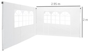 Outsunny Panouri Laterale pentru Corturi Pop-Up, Set de 2, 3x2m, Protecție UV, Rezistent la Apă, Alb | Aosom Romania