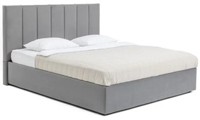 Pat matrimonial gri tapițat cu spațiu de depozitare cu somieră 160x200 cm Thessa Bold Line – Bonami Selection
