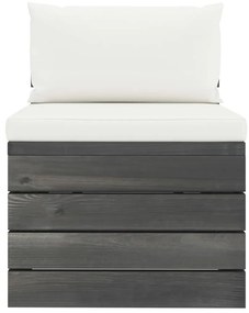 Canapea de gradina din paleti, de mijloc, cu perne, lemn pin 1, Crem, canapea de mijloc