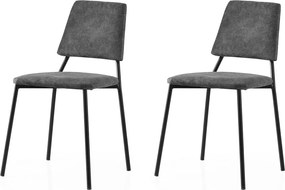 Set 2 scaune LIMA 4554 V2, gri antracit/negru, stofa catifelata/metal,